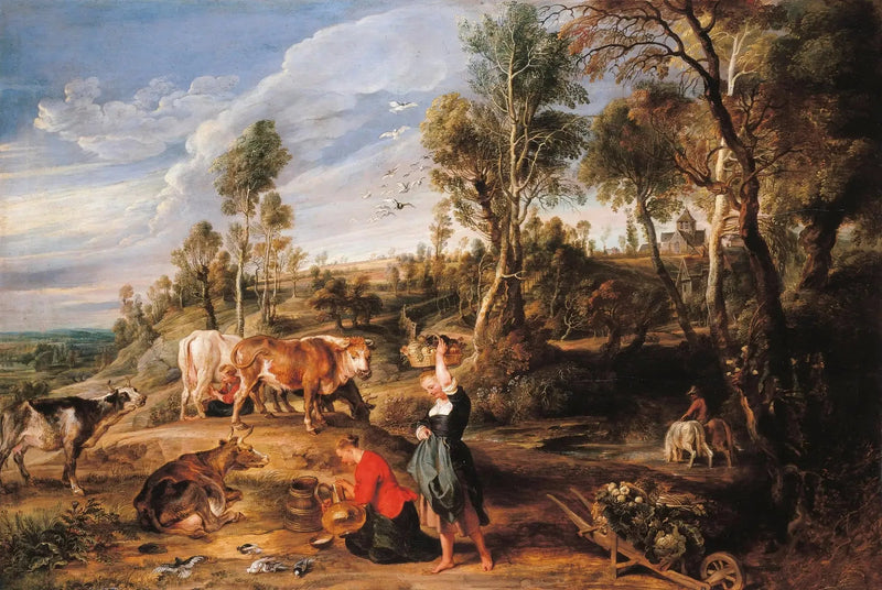 Lecheras con ganado en un paisaje, « La Granja de Laeken » - Peter Paul Rubens