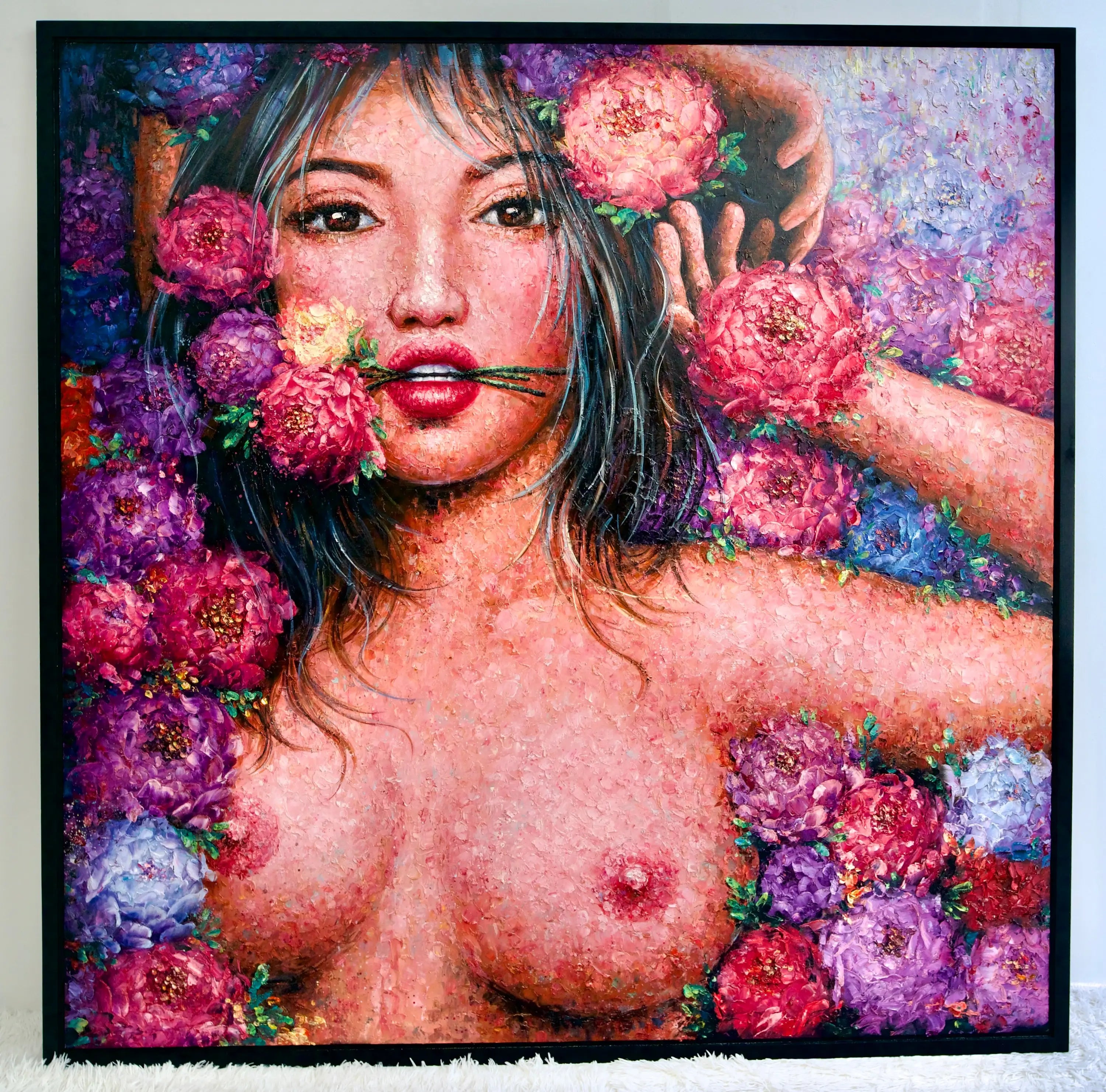 L’amour en Fleurs | 200 x 200 cm Reproductions de tableaux à la peinture à l’huile