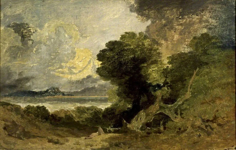 Paisaje con lago y árbol caído - J. M. W. Turner