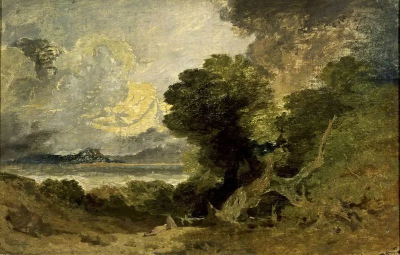 Paisaje con lago y árbol caído - J. M. W. Turner