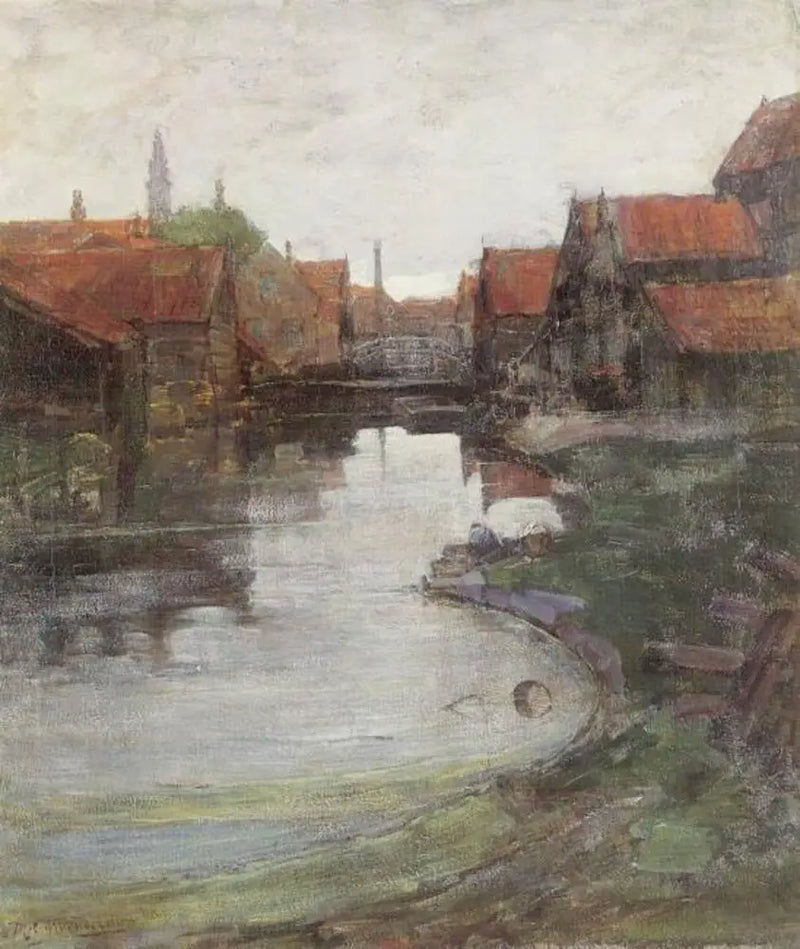 Lange Bleekerssloot con la torre de la iglesia del Oeste - Piet Mondrian