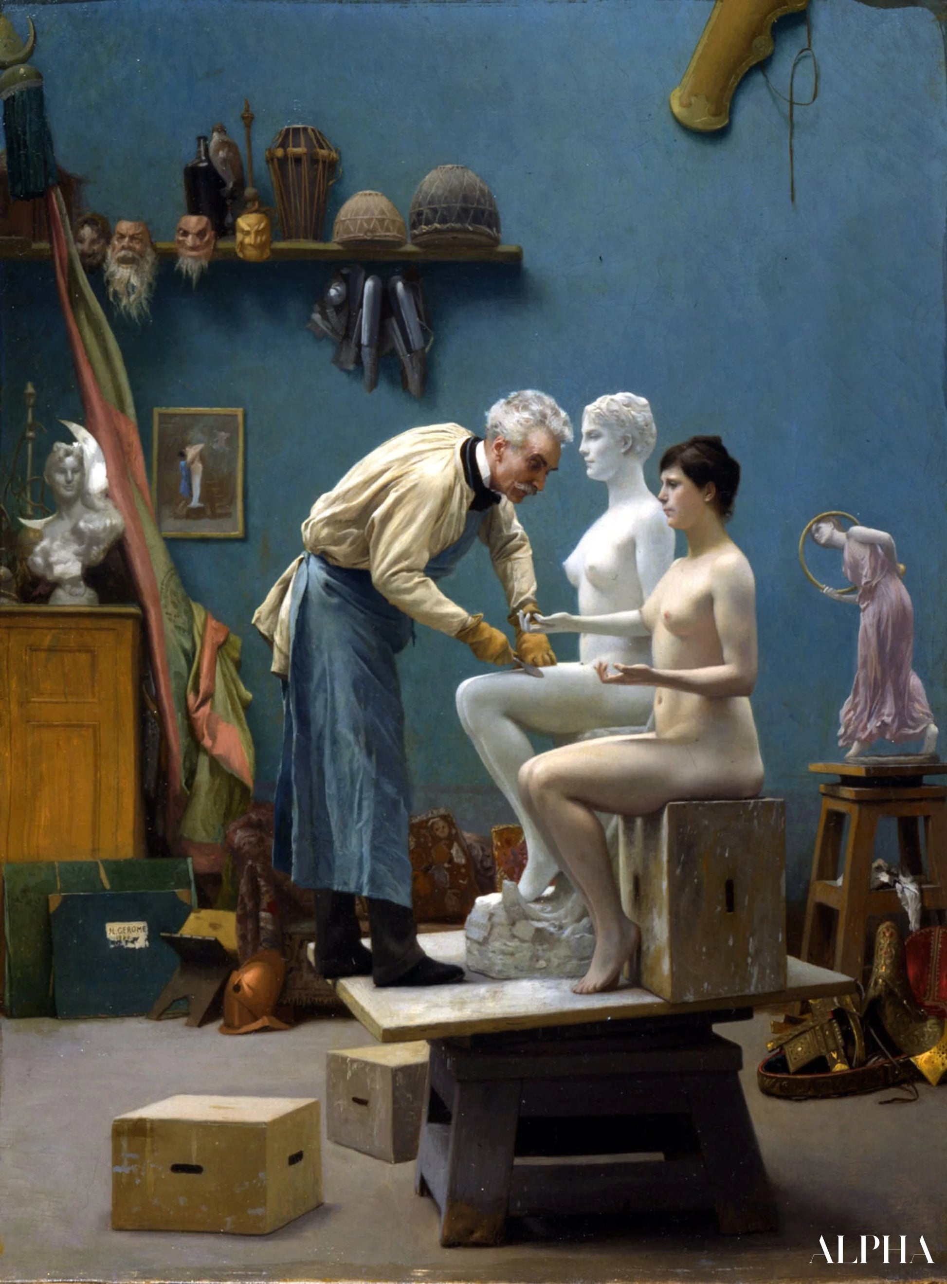 L'artiste sculptant le Tanagra - Jean-Léon Gérôme - Reproductions de tableaux et peintures haut de gamme
