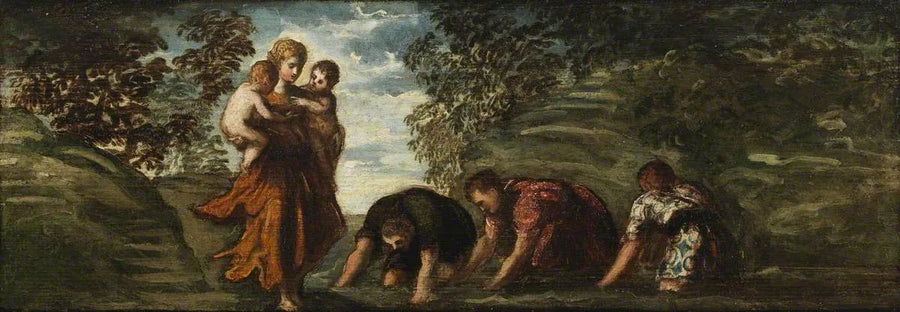 Latón cambiando a los campesinos licios en ranas - Jacopo Tintoretto