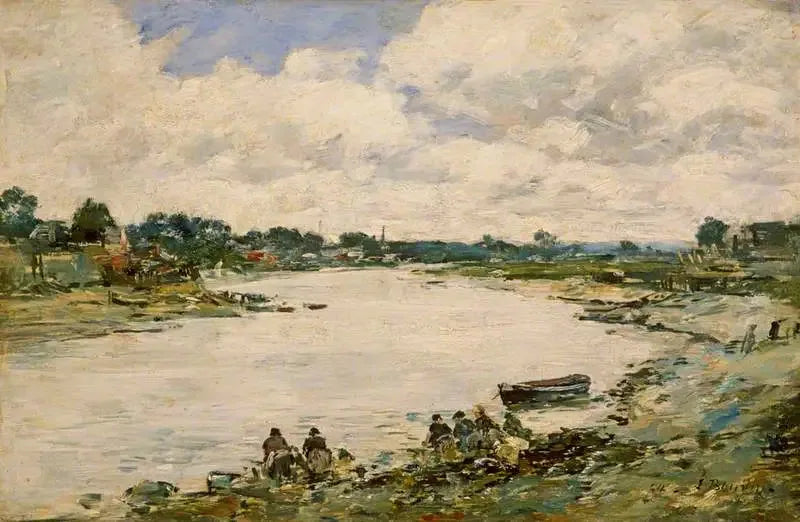 Lavanderas junto al río Touques - Eugène Boudin
