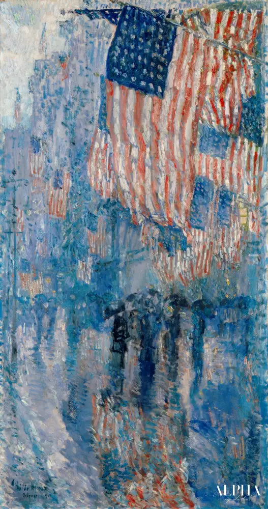 L'avenue sous la pluie - Childe Hassam - Reproductions de tableaux et peintures haut de gamme