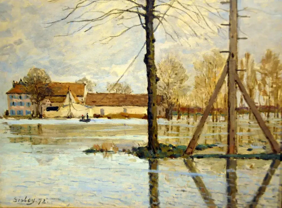 El Bac de la isla de la Loge, inundación - Alfred Sisley