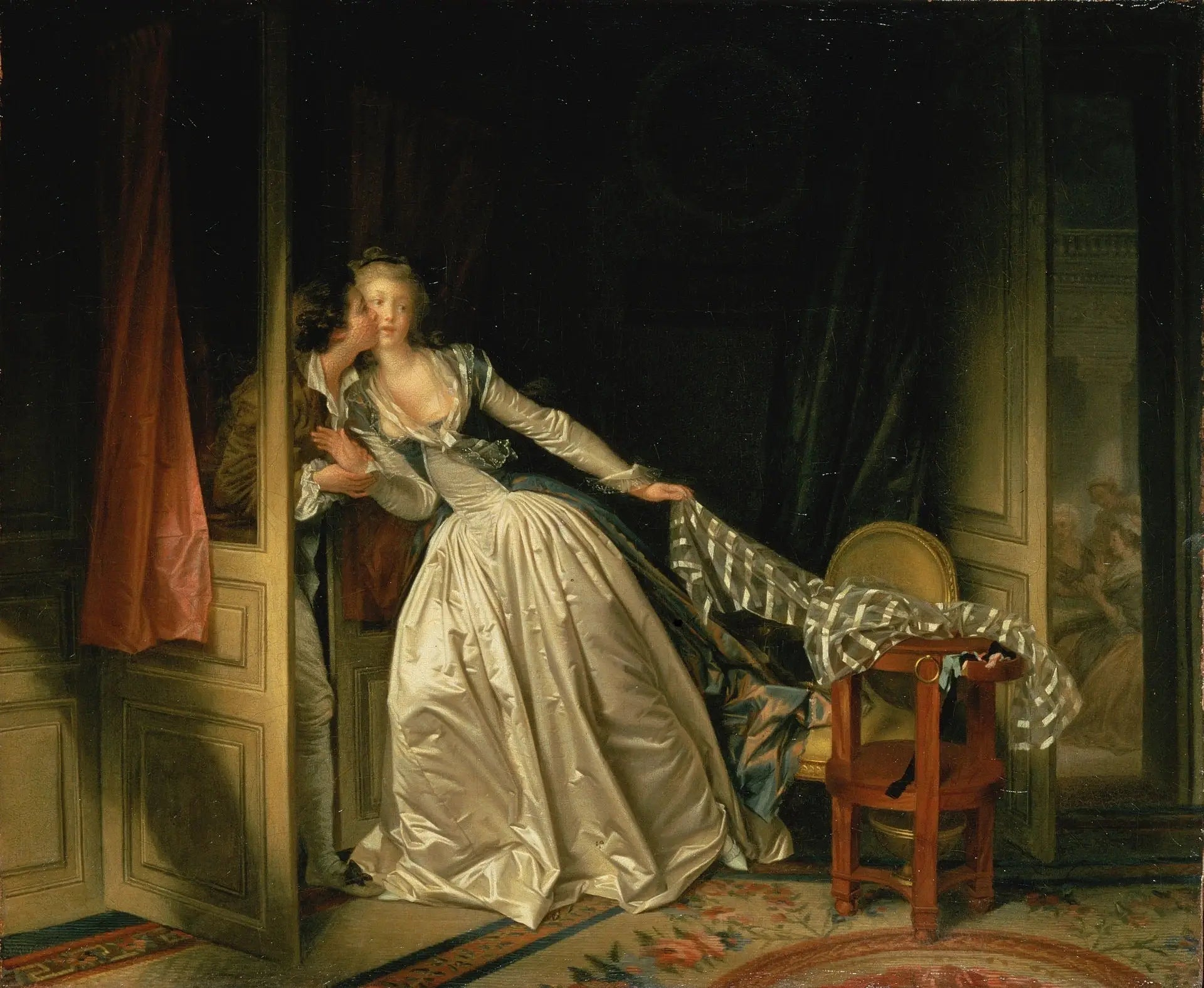 Le Baiser à la dérobée - Jean-Honoré Fragonard image 1 copie peinte à la main à l’huile