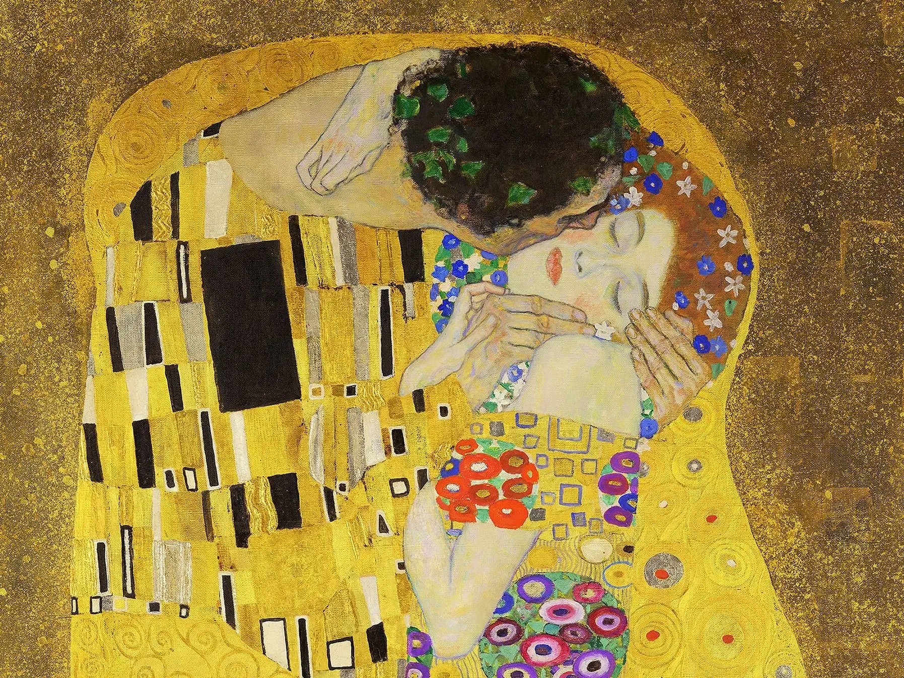 Reproduction du tableau « 💋 Le Baiser – Gustav Klimt (Détail) (1907-1908) » par Alpha Reproduction en peinture à l’huile