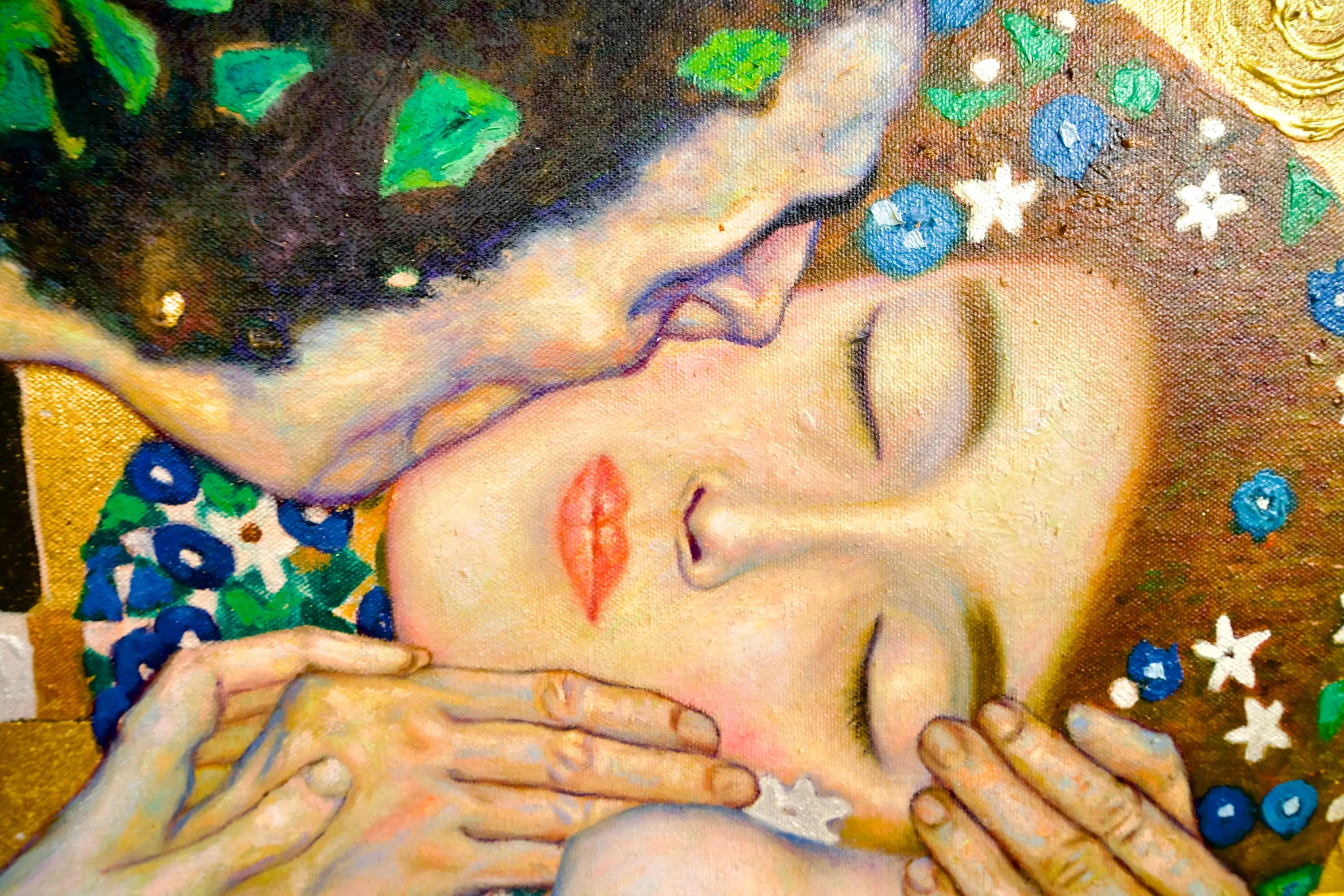 Le Baiser Réimaginé par Master Apollon | 200 x 200 cm image 8 reproduction artisanale de tableau