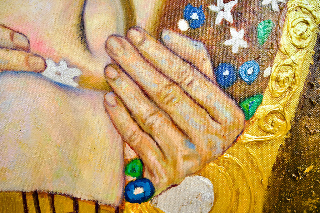 Le Baiser Réimaginé par Master Apollon | 200 x 200 cm Reproductions de tableaux à la peinture à l’huile