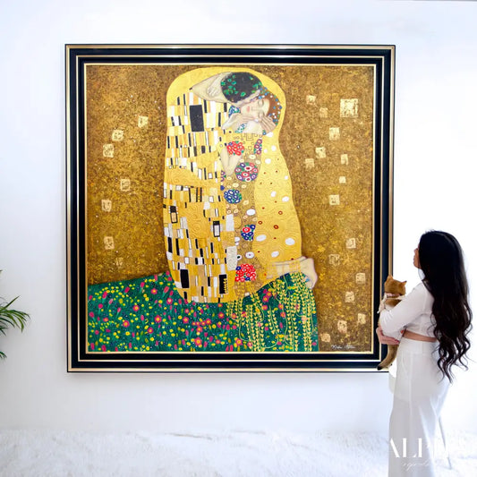 Le Baiser Réimaginé par Master Apollon | 200 x 200 cm Reproductions de tableaux à la peinture à l’huile