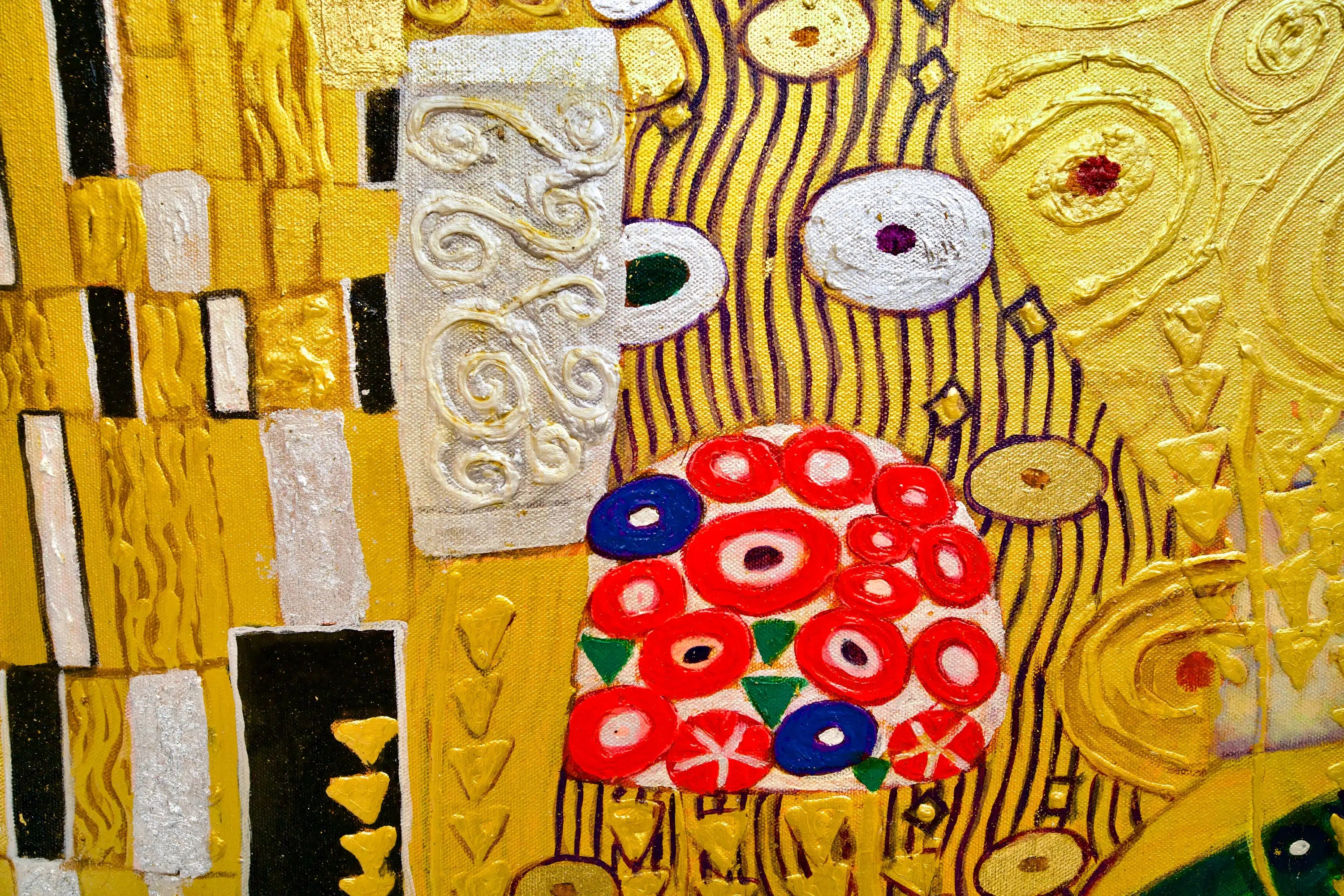 Le Baiser Réimaginé par Master Apollon | 200 x 200 cm Reproductions de tableaux à la peinture à l’huile