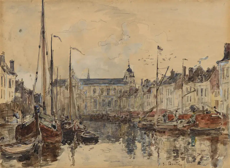 El Puerto del comercio en Bruselas - Eugène Boudin