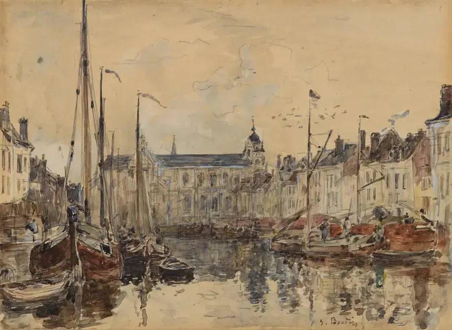 El Puerto del comercio en Bruselas - Eugène Boudin