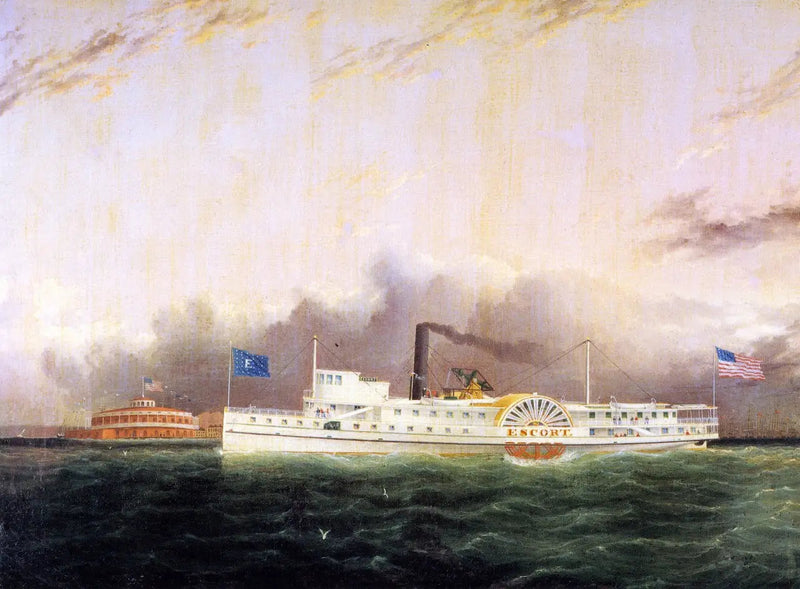 El barco de vapor « Escord » frente a la batería - James E. Buttersworth