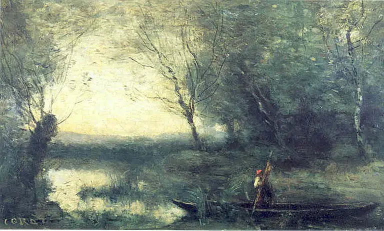 El barquero, por la tarde - Jean-Baptiste Camille Corot