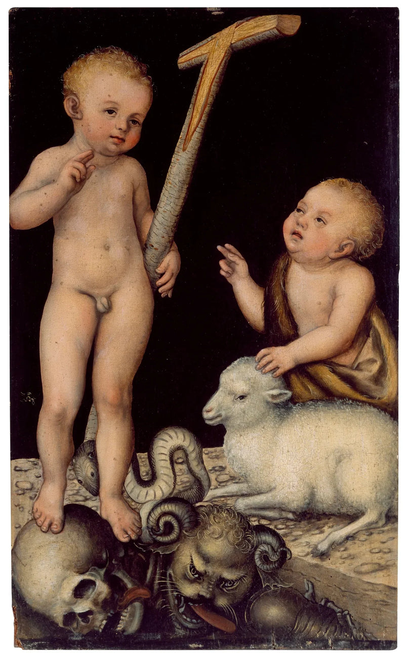 El bebé Jesús adorado por Juan Bautista niños - Lucas Cranach el Viejo