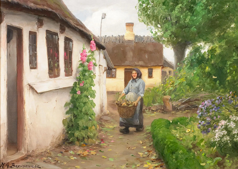 La madera de leña se transporta hasta la casa. - H. A. Brendekilde