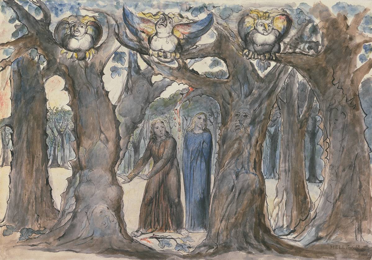 Le Bois des suicidaires : Les Harpies et les Suicides - William Blake image 1 copie de tableau peinte à la main