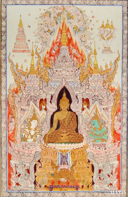 Le Bouddha Blanc - Komain | 70 x 105 cm Reproductions de tableaux à la peinture à l’huile