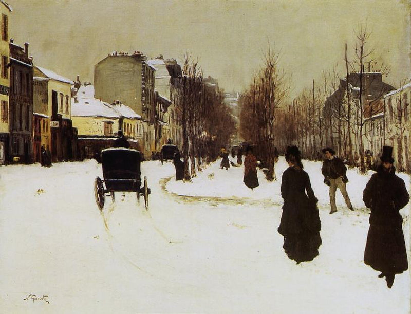 El bulevar de Clichy en tiempo de nieve - Norbert Gœneutte