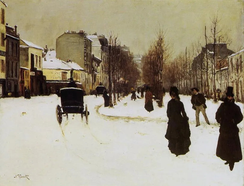 El bulevar de Clichy en tiempo de nieve - Norbert Gœneutte