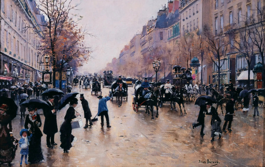 El bulevar Poissonnière bajo la lluvia - Jean Béroud
