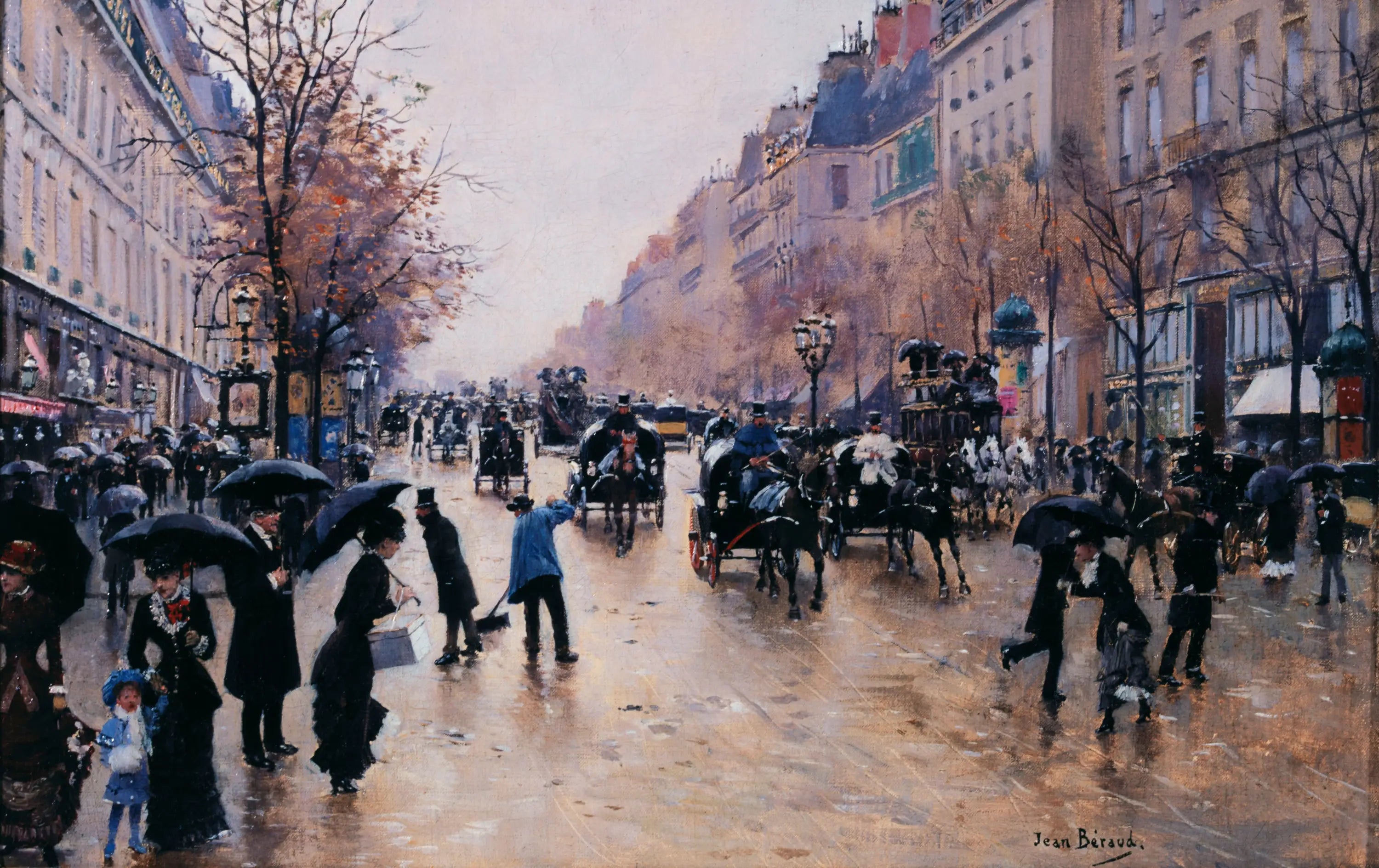 Le boulevard Poissonnière sous la pluie - Jean Béraud - Alpha Reproduction