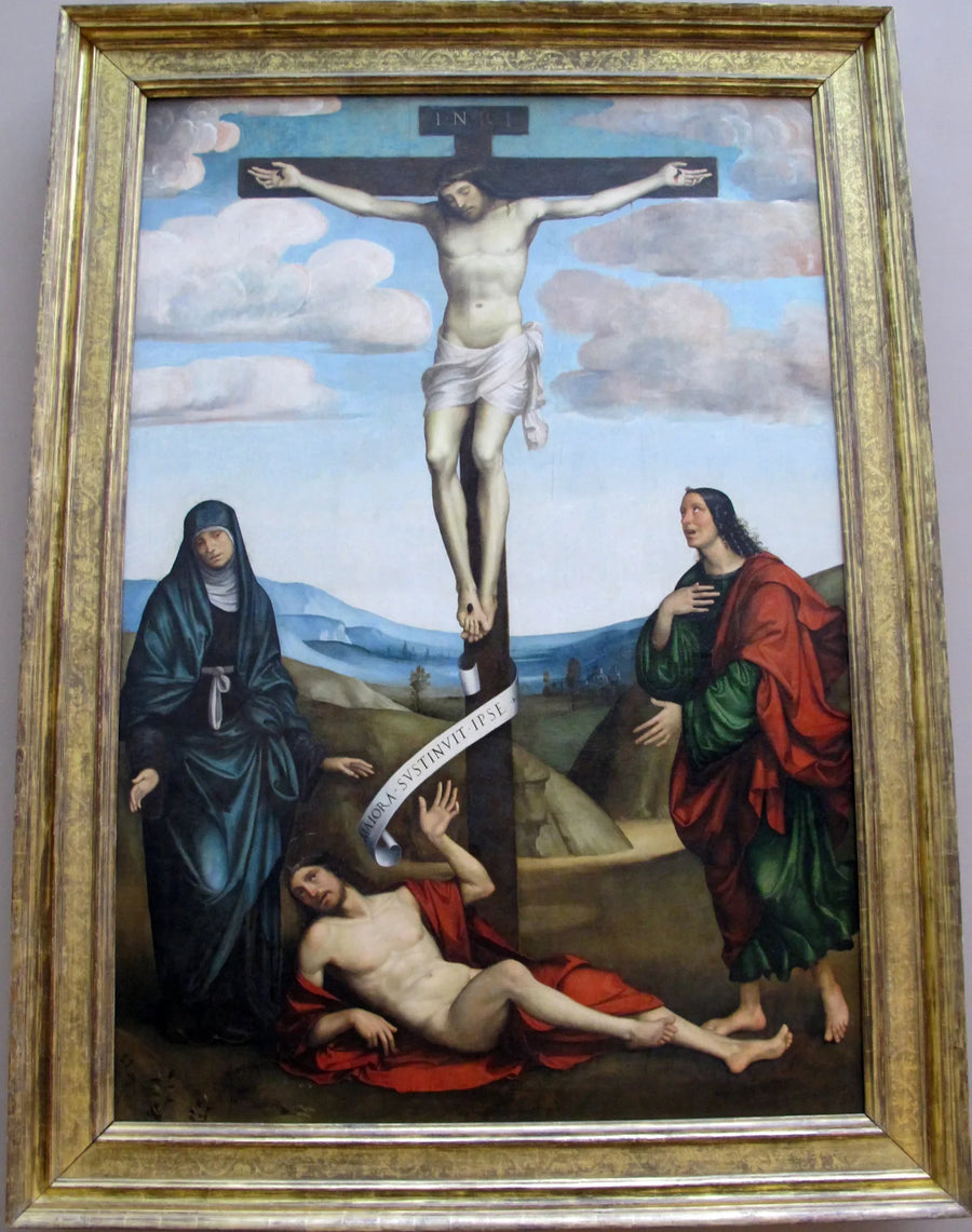 El Calvario con san Job a los pies de la Cruz - Francesco Francia