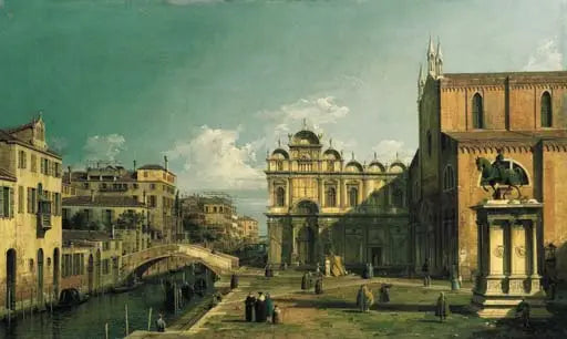 El Campo Santi Giovanni e Paolo, Venecia, con el extremo oeste de la iglesia y la Scuola di San Marco - Canaletto