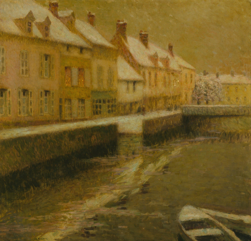 El Canal en Brujas, Invierno - Henri Le Sidaner