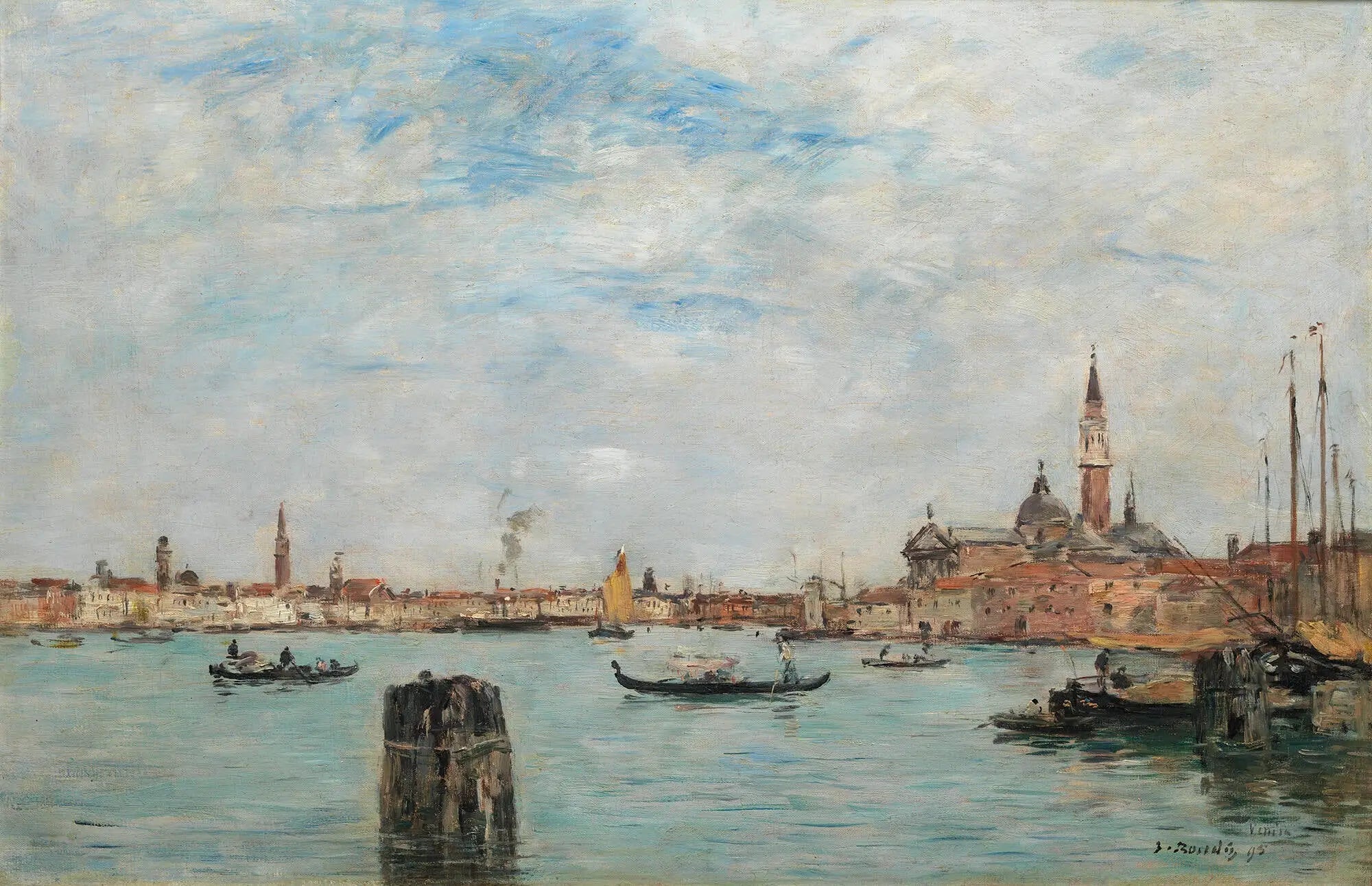 Le canal de la Giudecca et San Giorgio Maggiore, Venise - Eugène Boudin image 1 copie de tableau peinte à la main