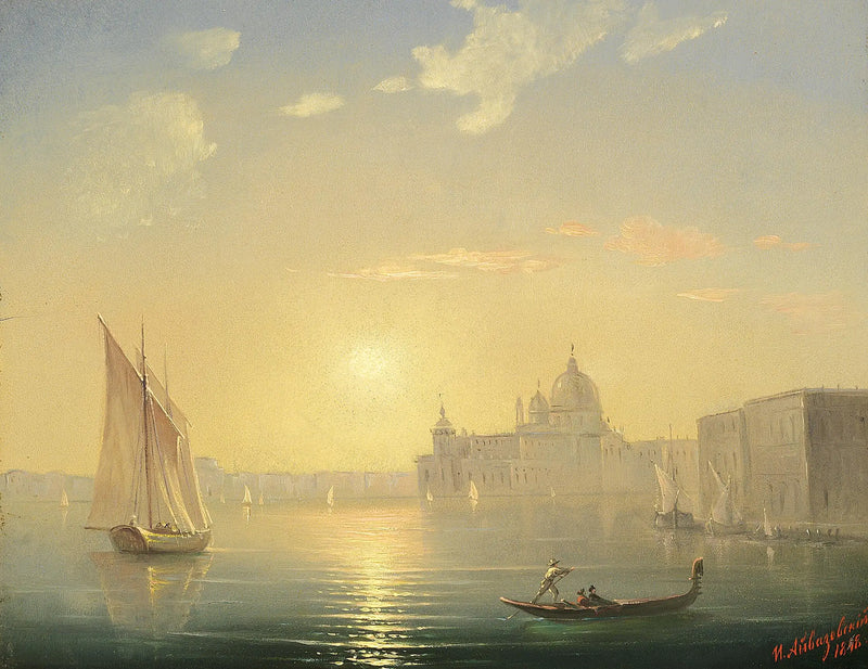 El Gran Canal con vista a Santa María della Salute al atardecer. - Ivan Aïvazovski