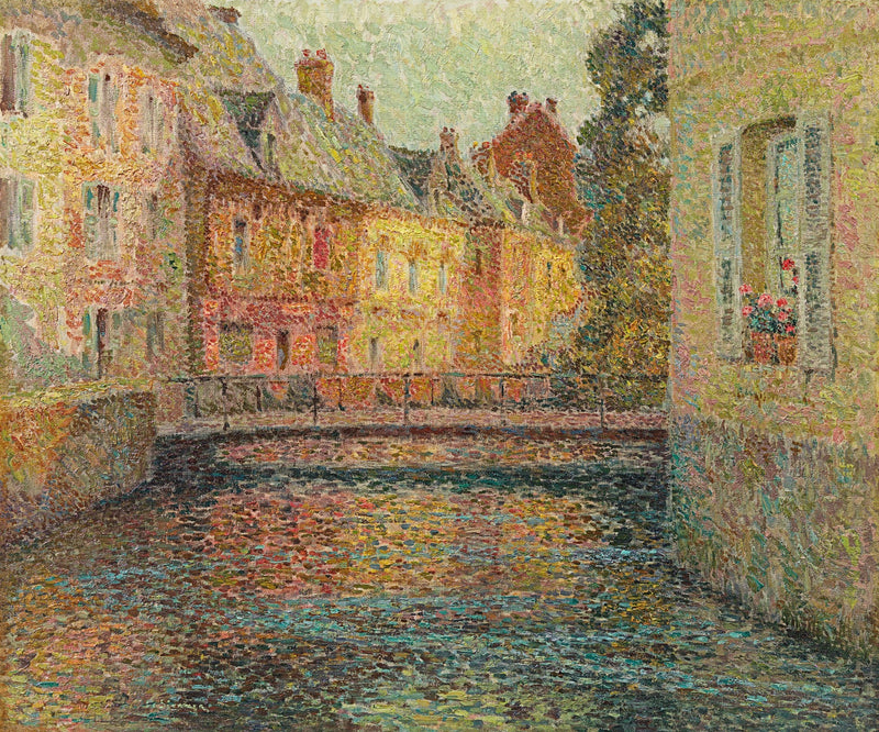 El canal, sol, Gisors - Henri Le Sidaner