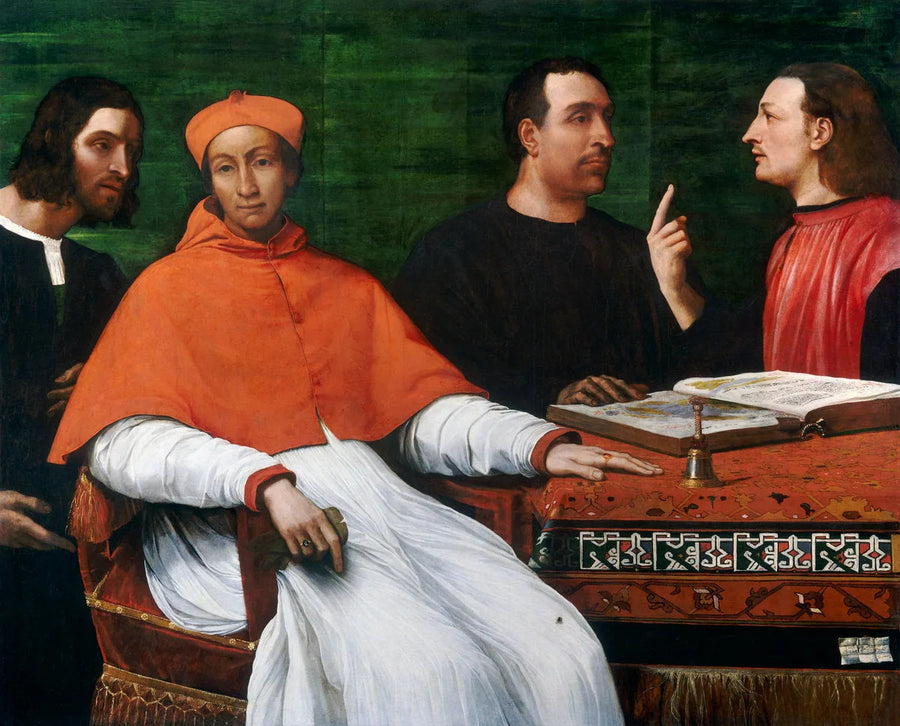 El cardenal Bandinello Sauli, su secretario y dos geógrafos - Sebastiano del Piombo