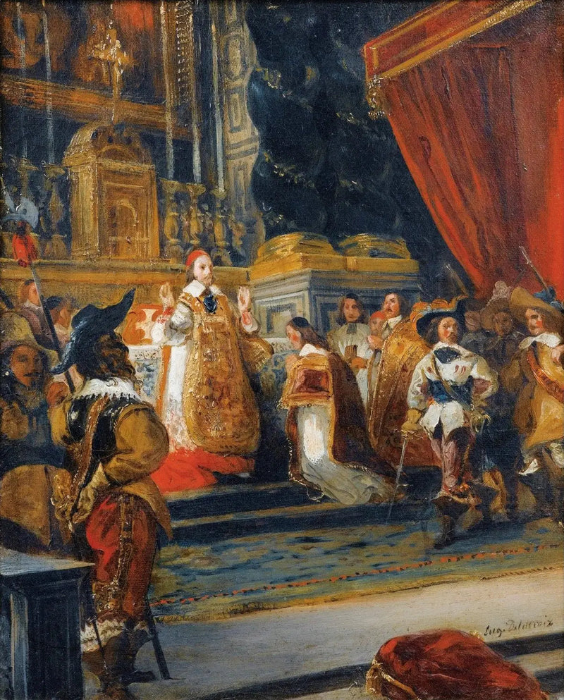 El cardenal de Richelieu celebrando la misa en la iglesia del Palacio Real - Eugène Delacroix