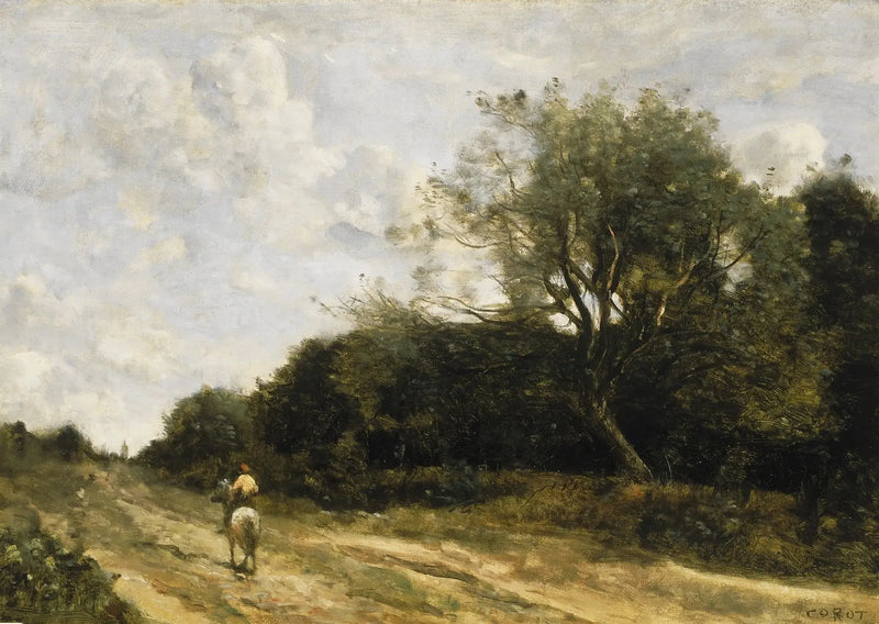El jinete en la carretera - Jean-Baptiste Camille Corot