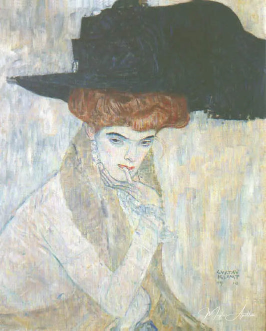 Le chapeau de plume noir - Gustav Klimt - Reproductions de tableaux et peintures haut de gamme