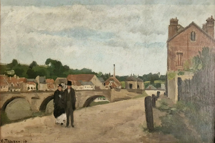 El Camino de la Écluse y el puente de Pontoise - Camille Pissarro