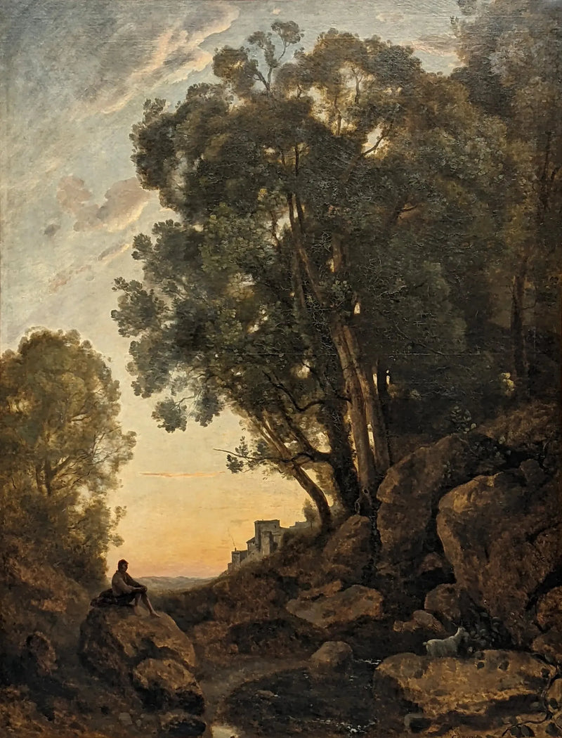 El cabrero italiano. Efecto de atardecer - Jean-Baptiste Camille Corot