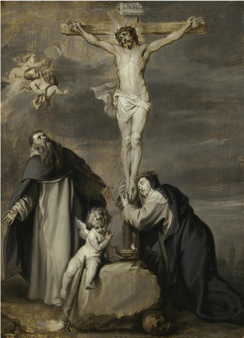 El Cristo crucificado adorado por los santos Domingo y Catalina de Siena - Antoine van Dyck