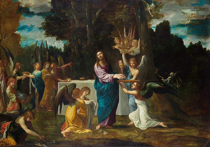 El Cristo en el desierto, servido por los ángeles - Ludovico Carracci