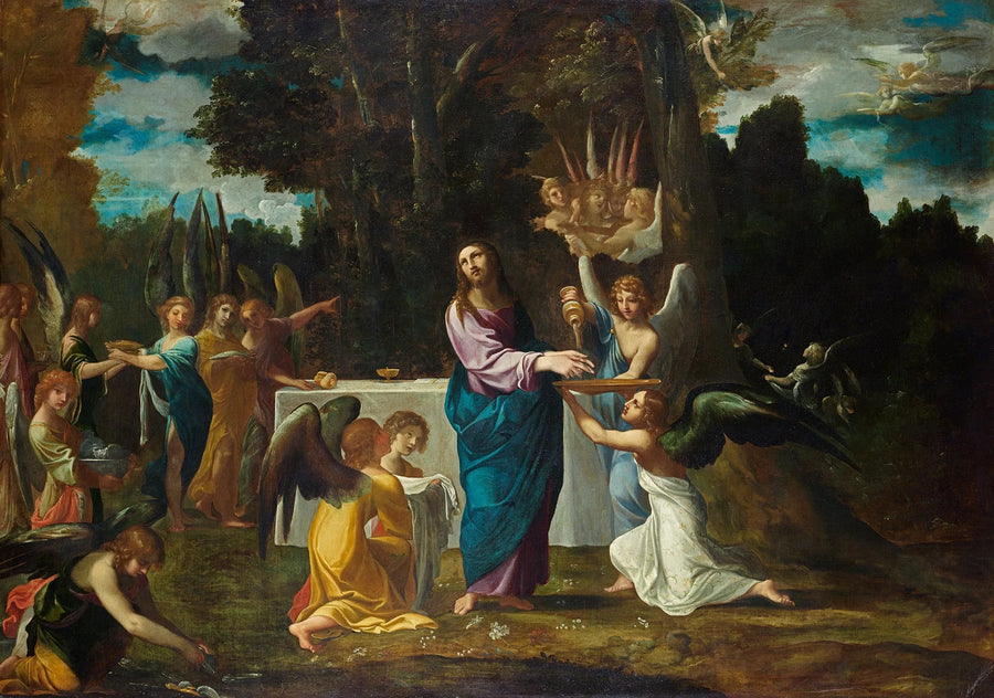 El Cristo en el desierto, servido por los ángeles - Ludovico Carracci