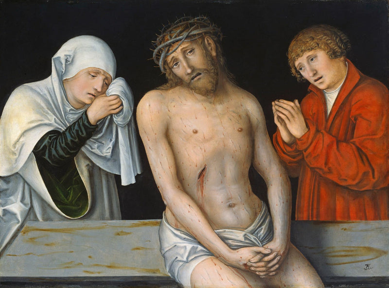 El Cristo de los Dolores entre la Virgen y San Juan Bautista - Lucas Cranach el Viejo