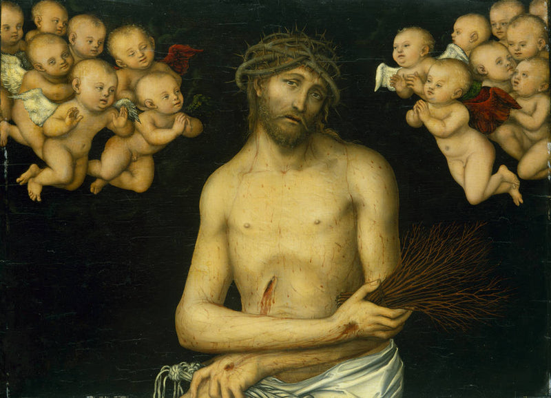 El Cristo en hombre de dolor rodeado de ángeles - Lucas Cranach el Viejo