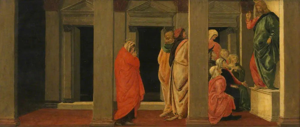 Le Christ enseignant (prédelle, panneau un) - Sandro Botticelli image 1 reproduction artisanale de tableau