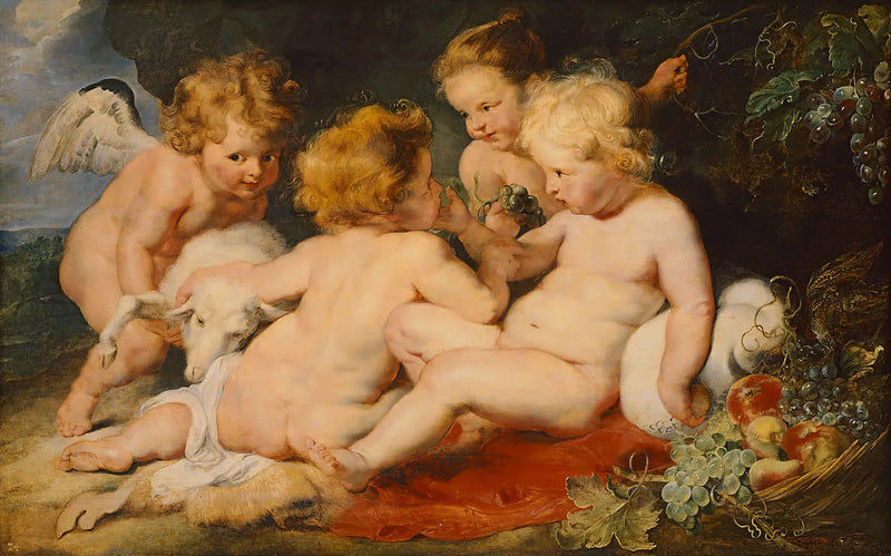 El Cristo y Juan Bautista como niños y dos ángeles - Peter Paul Rubens