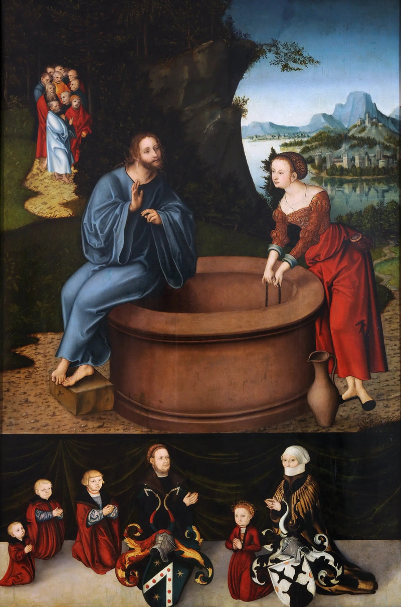 El Cristo y la samaritana en el pozo - Lucas Cranach el Viejo