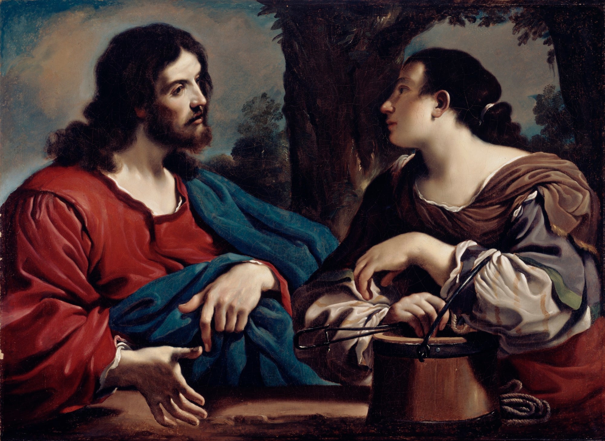 Le Christ et la Samaritaine - Guercino image 1 copie de tableau peinte à la main