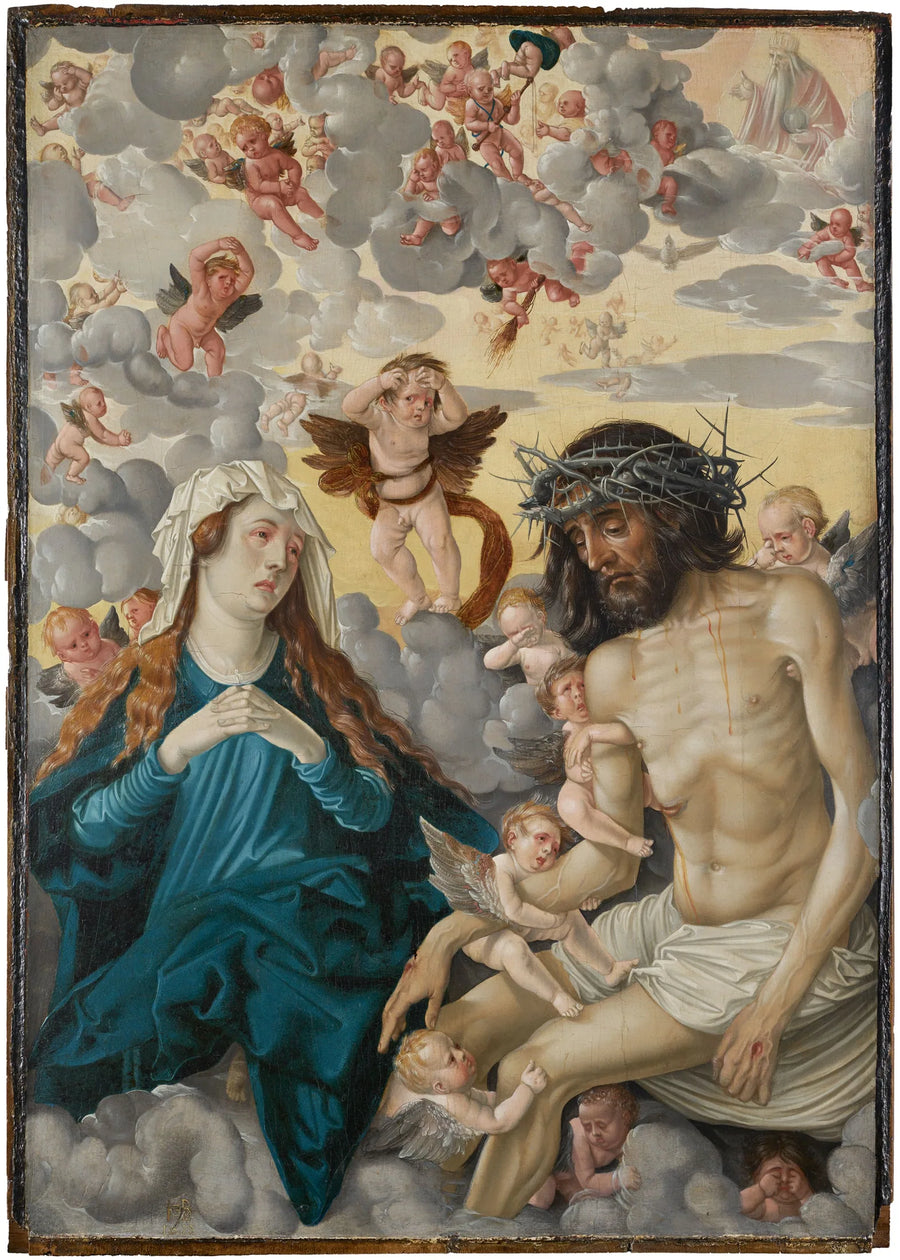 El Cristo, hombre de dolores, lloró a María y a los ángeles. - Hans Baldung Grien